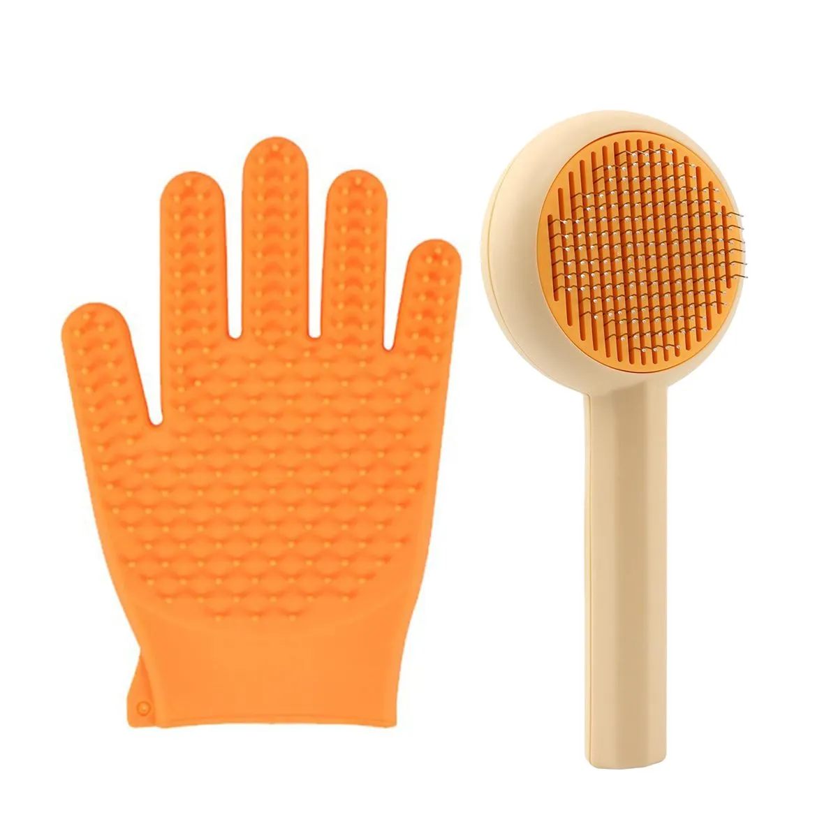 Silicone Grooming Gloves And Cat Brush Set-Efficient Pet Hair Removal Kit