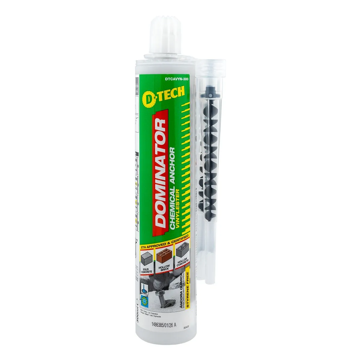 D-Tech Chemical Anchor Vinylester 300Ml Styrene Free 700526 Fire Rated Dom