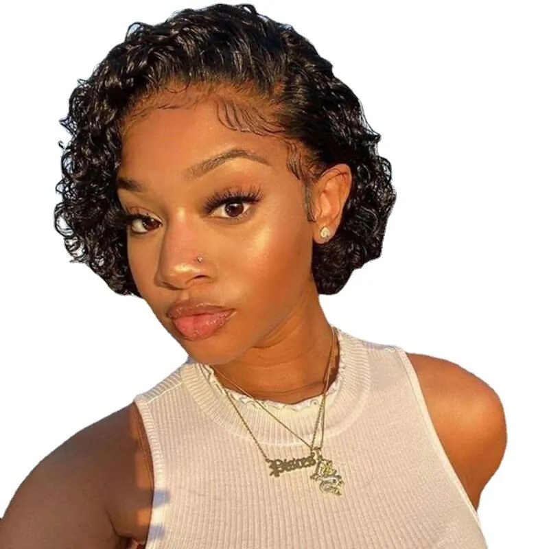 15cm Black Short Curly Wig