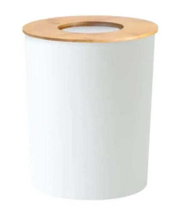 KHASA Waste Bin, White/Bamboo, 7L
