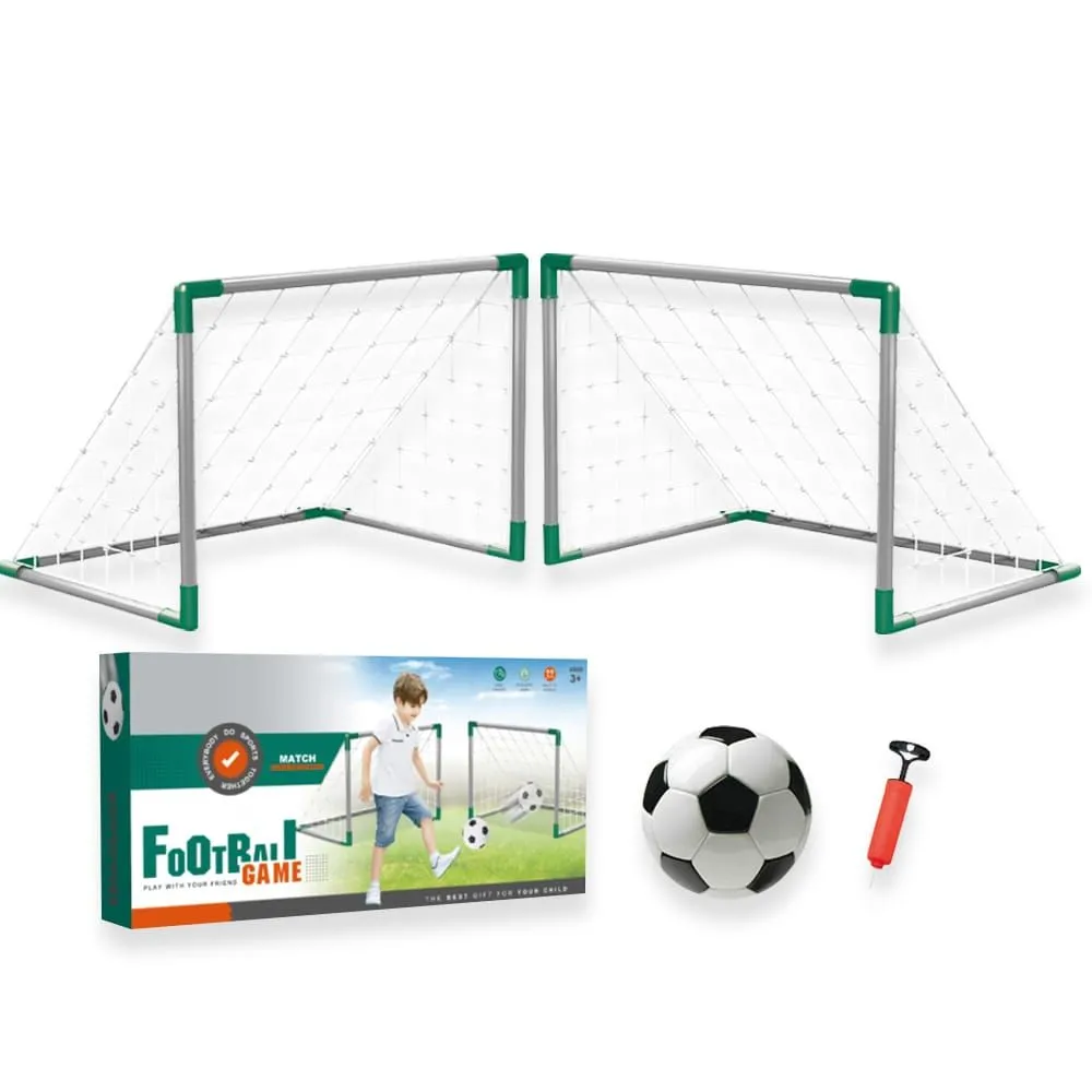 Kids Football Soccer Goal Set | 2x Portable Goals + Ball + Pump