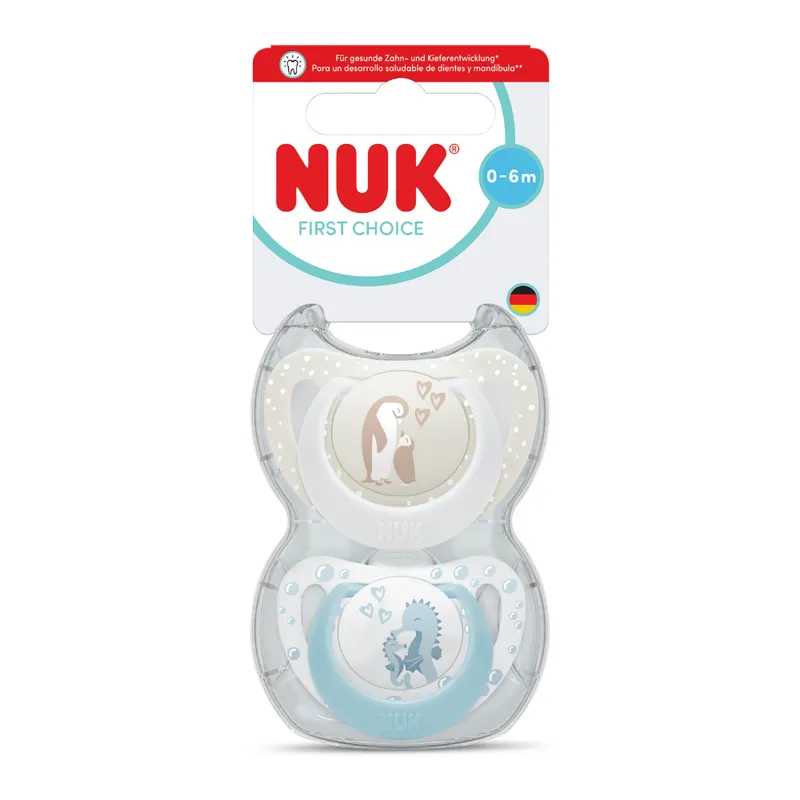 NUK Soft Silicone First Choice Soother Seahorse and Penguin 0-6 months