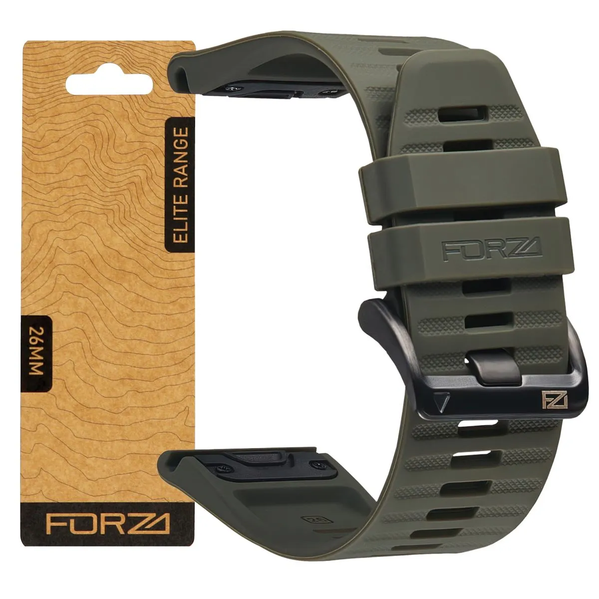 FORZA 26mm EasyFit Dura Strap Compatible with Garmin Fenix 8(51mm)/7X/6X/5X - Army Green