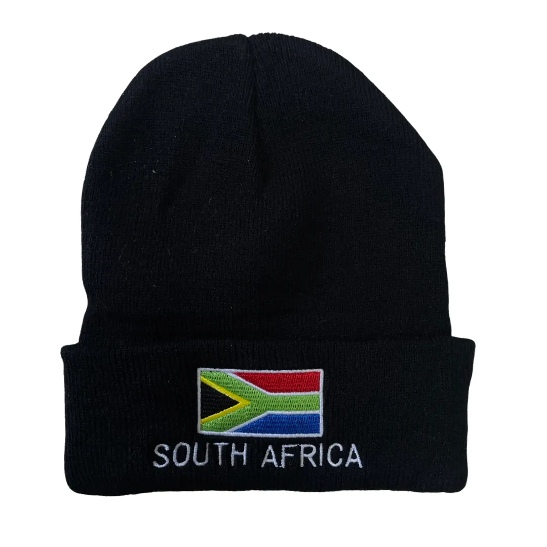 South Africa Flag Unisex Style Beanies - Black