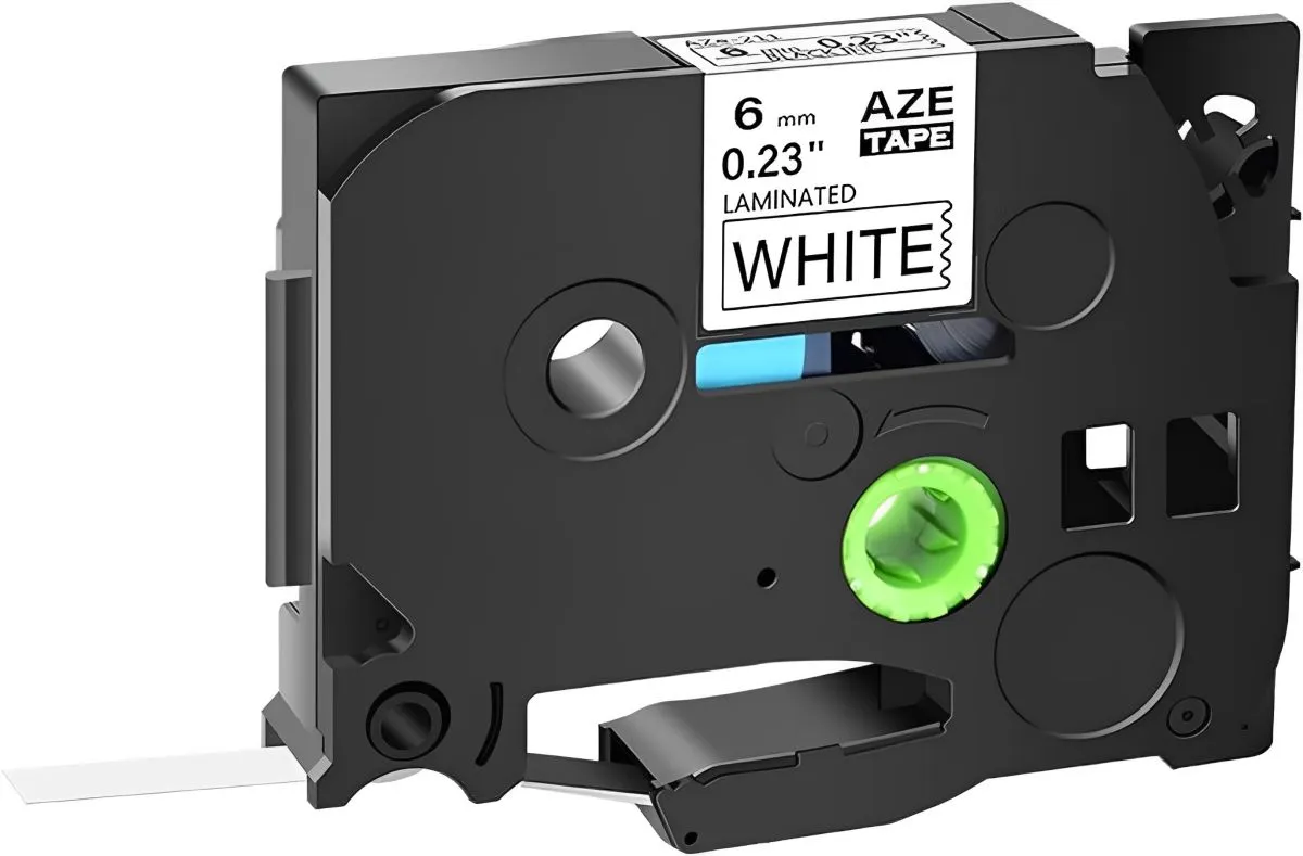 AZE-211 Brother Compatible Label Cartridge Black on White 6mm - Tape