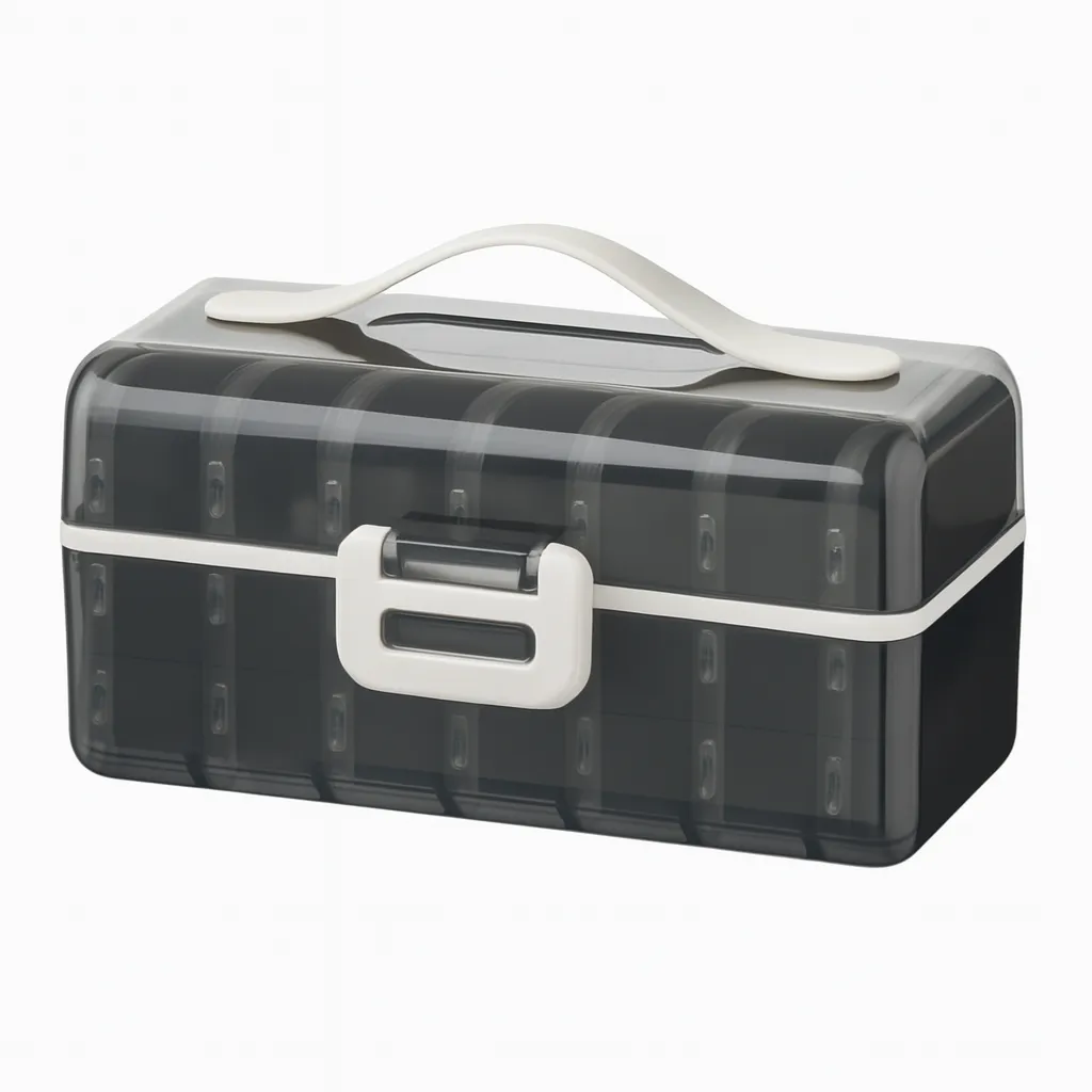 Portable Weekly Pill Organizer Box with 7 Removable Compartments - Black