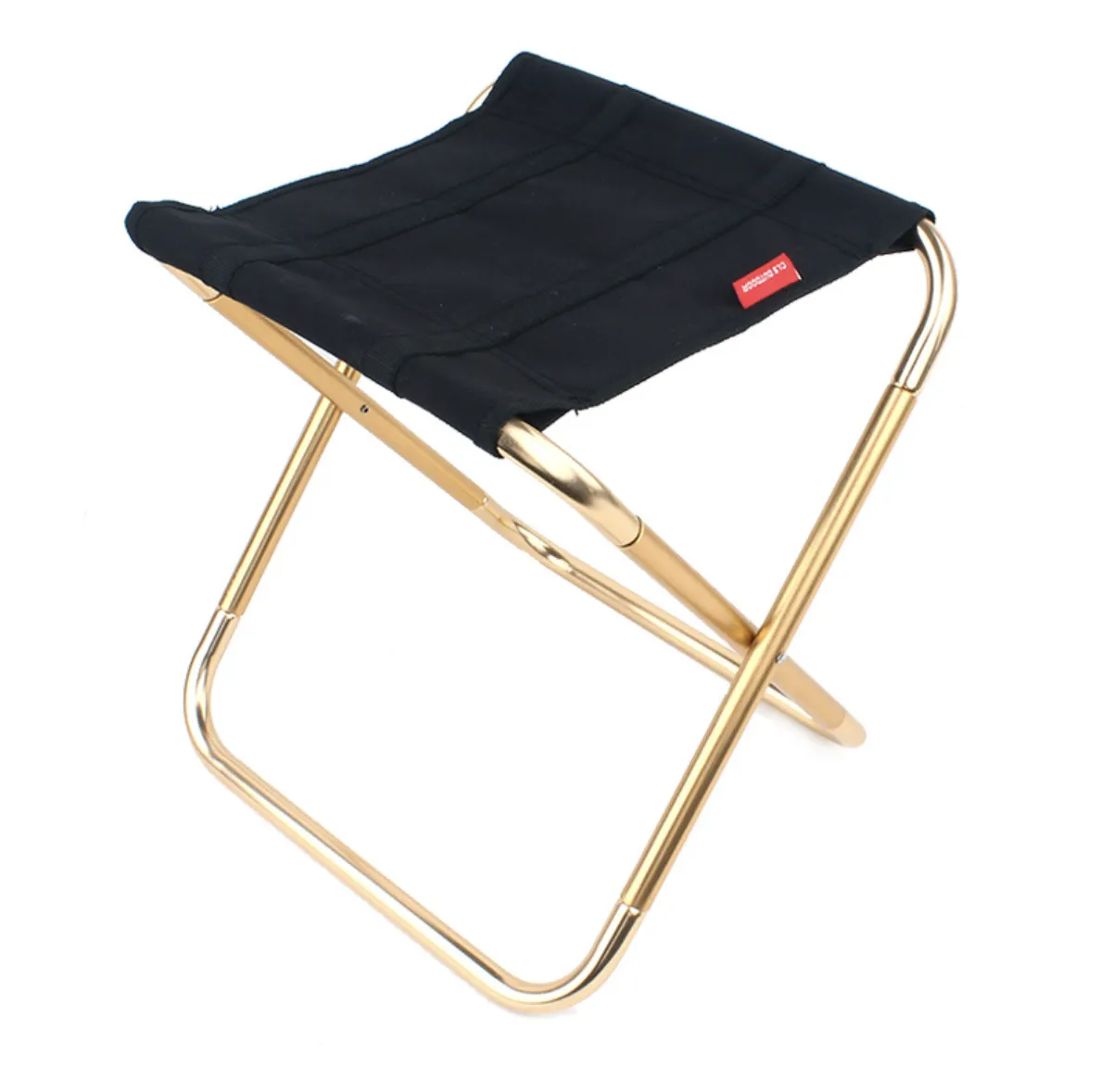 Outdoor Camping Chair Golden Aluminum Alloy Folding Chair With Bag Stool