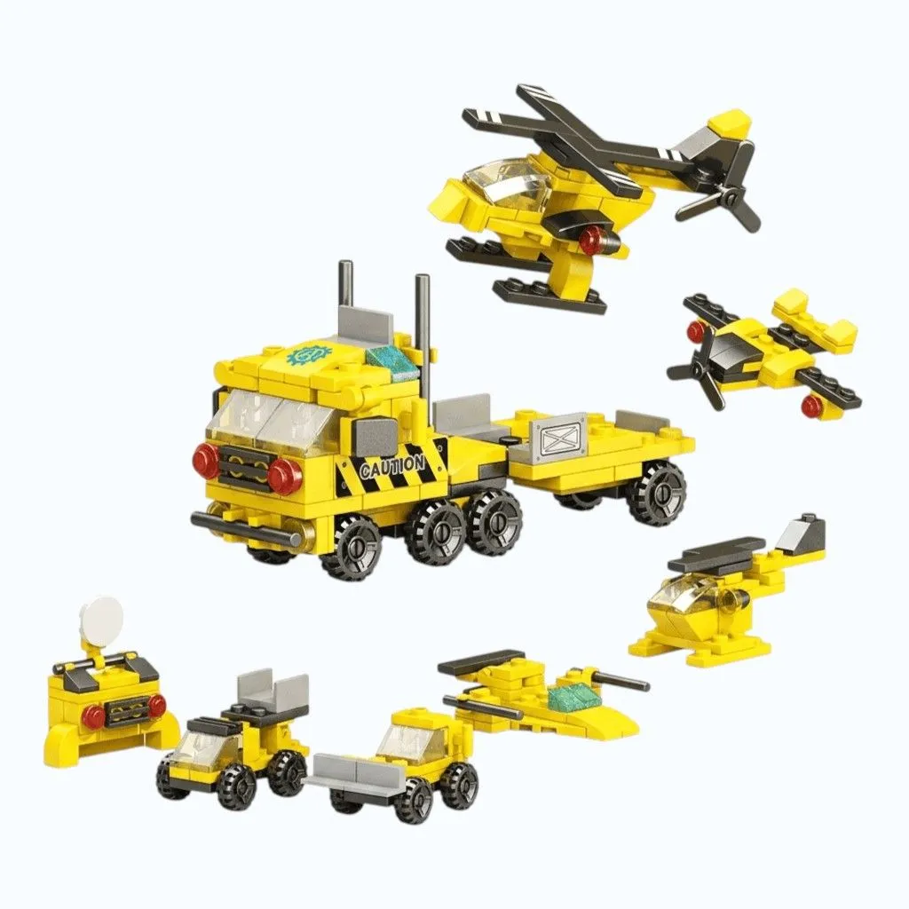 118 Piece - Construction Rescue Helicopter Building Blocks - Yellow & Black