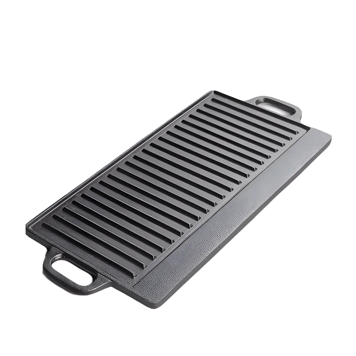 Cast Iron Reversible Griddle Pan 23.5cm x 44cm - Black