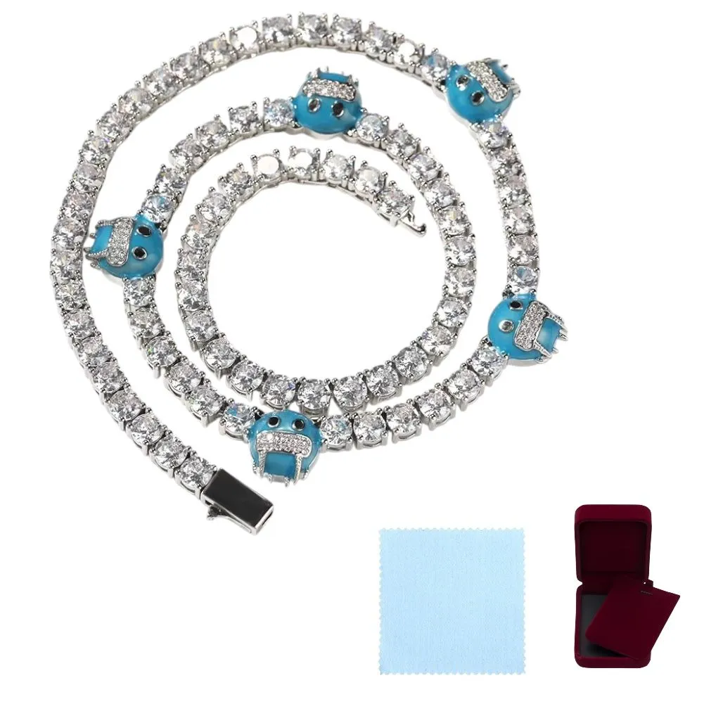 Men's Tennis Chain - Iced Cold Enamel Jewellery - Tennis Necklace