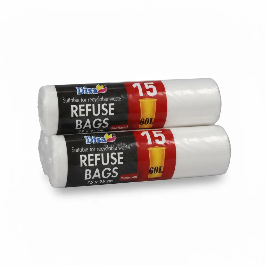 Disa Clear Refuse Bags 60L 75x95cm 15 Piece - 2 Pack