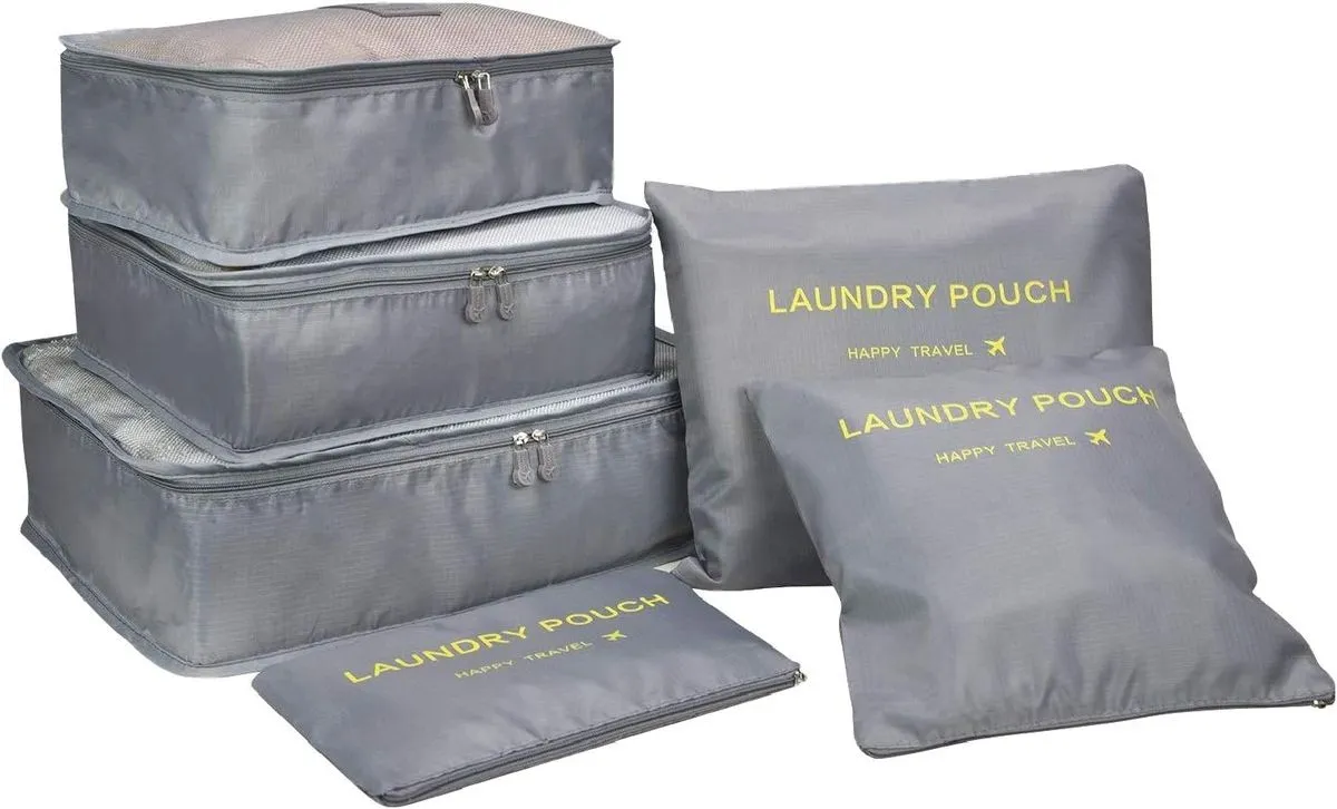 6 Piece Ultimate Travel Organiser Set Expandable Lightweight Grey - Grey