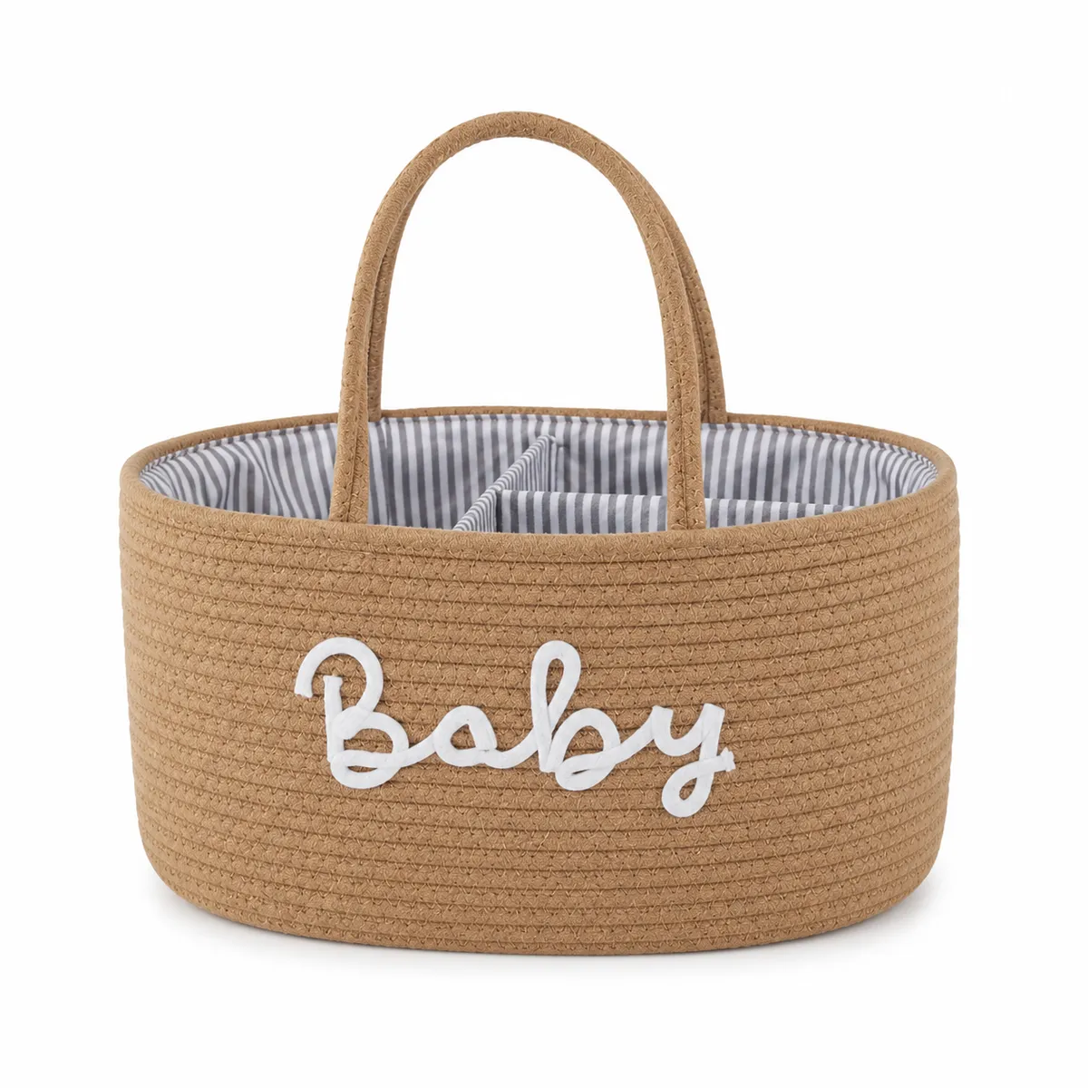Portable Mommy Diaper Bag Cotton Rope Baby Storage Basket - Brown