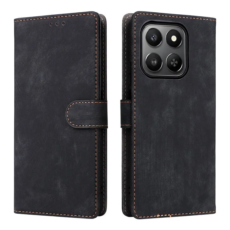 Flip Cases Compatible With Honor X7d 4G Shockproof Leather Cover,RFID Block - Black