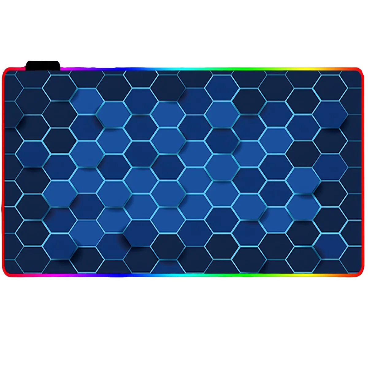 Gaming Mouse Mat LED Colours Easy Clean Non-Slip USB charging 300x800mm - Blue