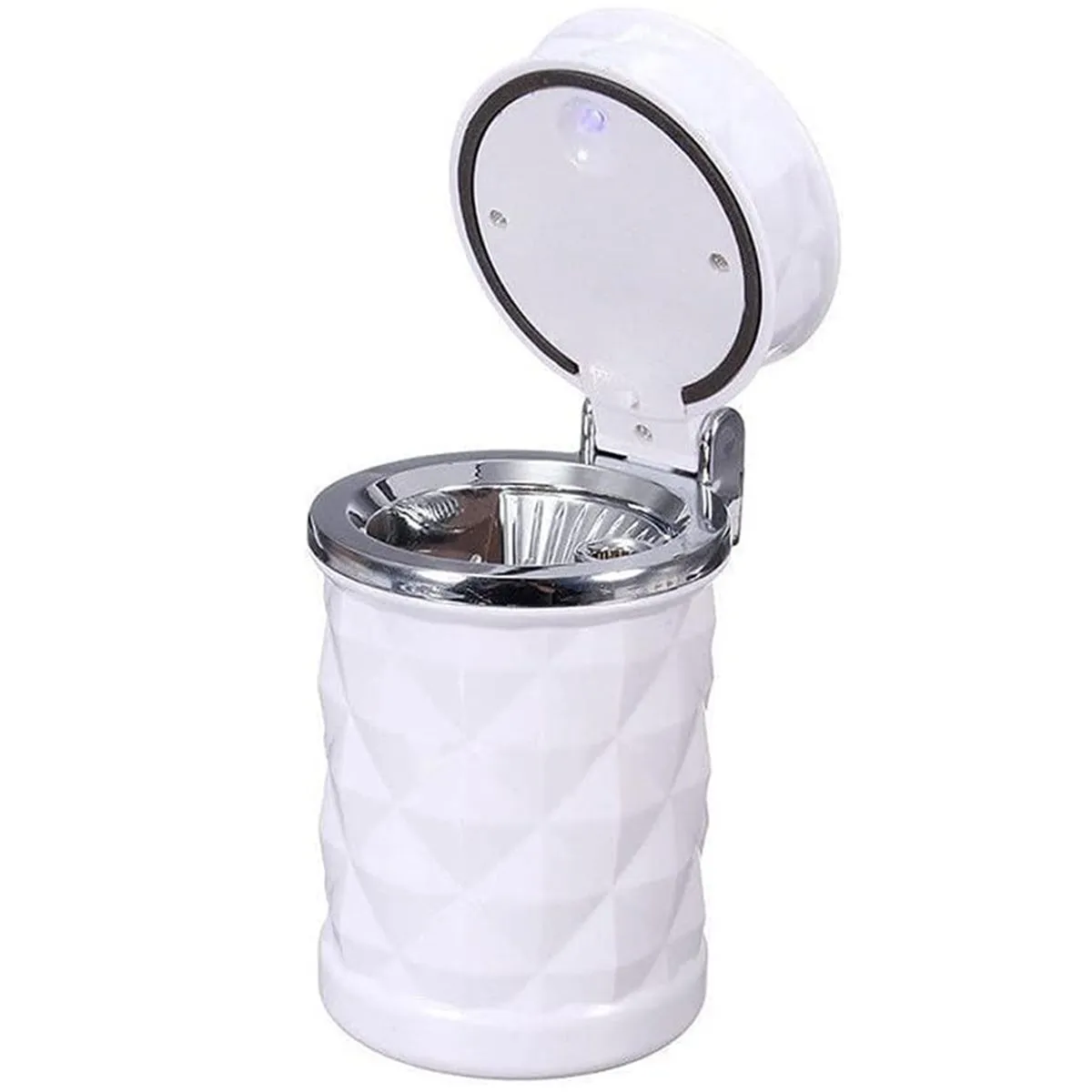 Universal Car Ashtray Trash With LED Light Portable Car Storage Cup Holder - White