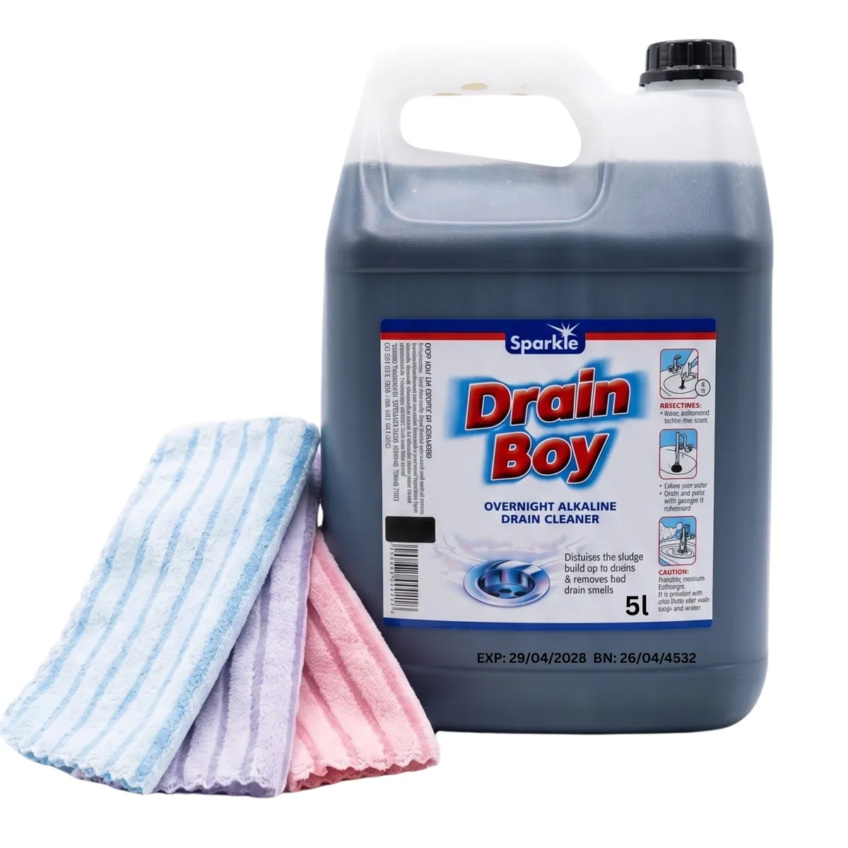 Sparkle Drain Boy and Cleaning Cloths
