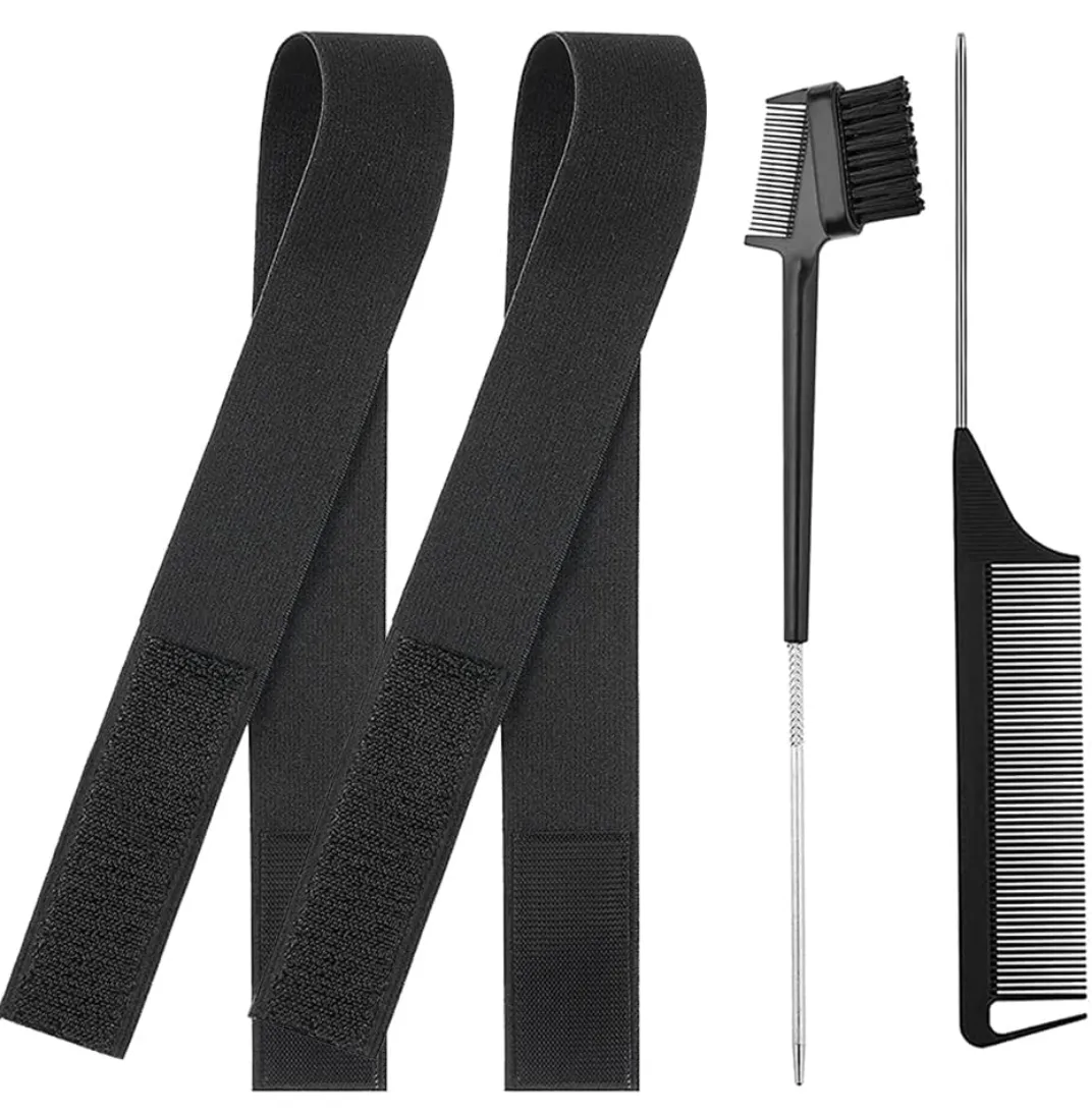 Wig Melting Bands, Edge Control Brush and Rat Tail Comb Value Bundle