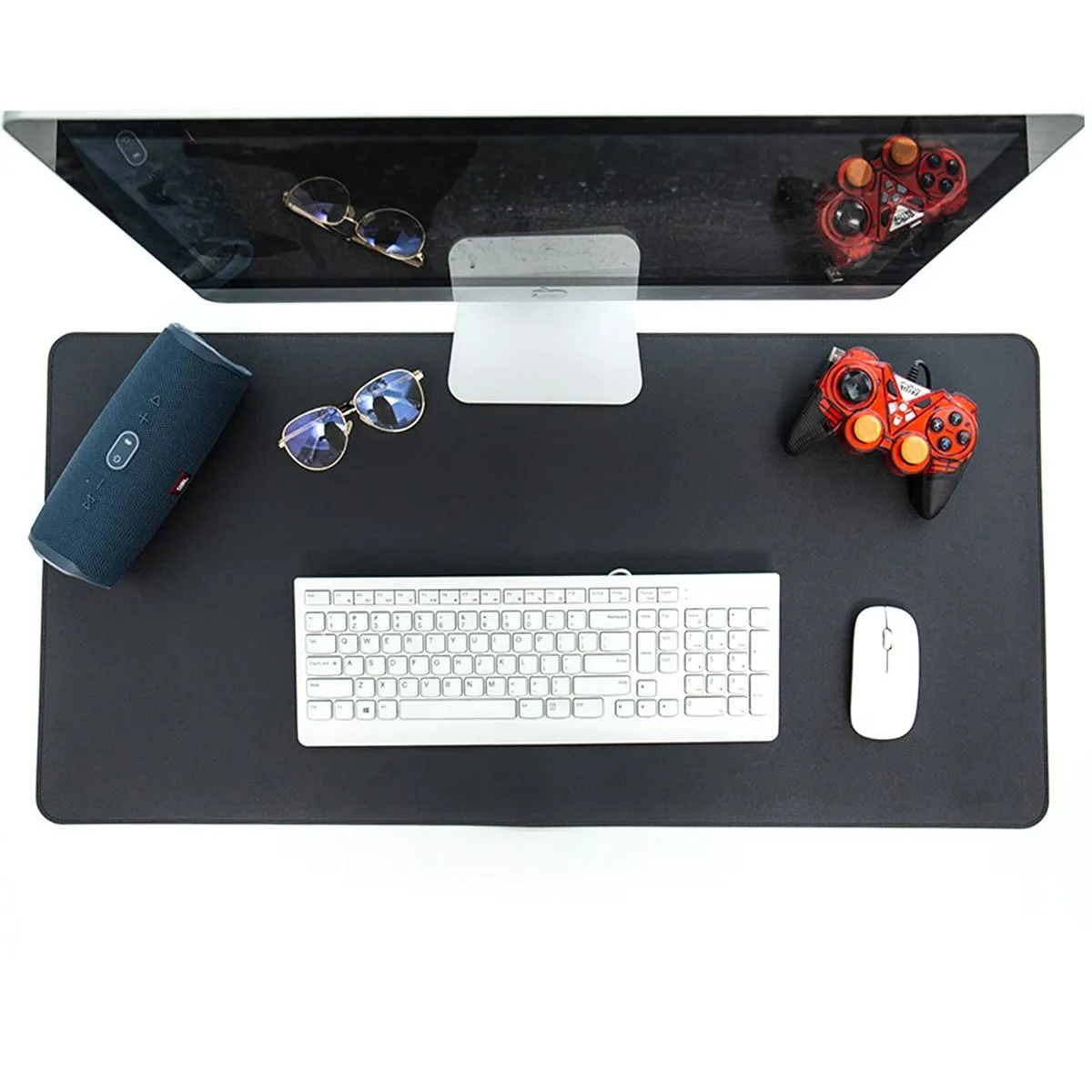 Double-Sided Large Cork Leather Mouse Pad Durable Minimalist Computer Mat - Black