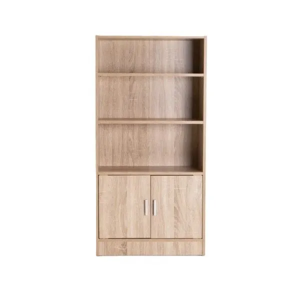 2 Door 3 Shelf Bookcase Requires Assembly - Oak