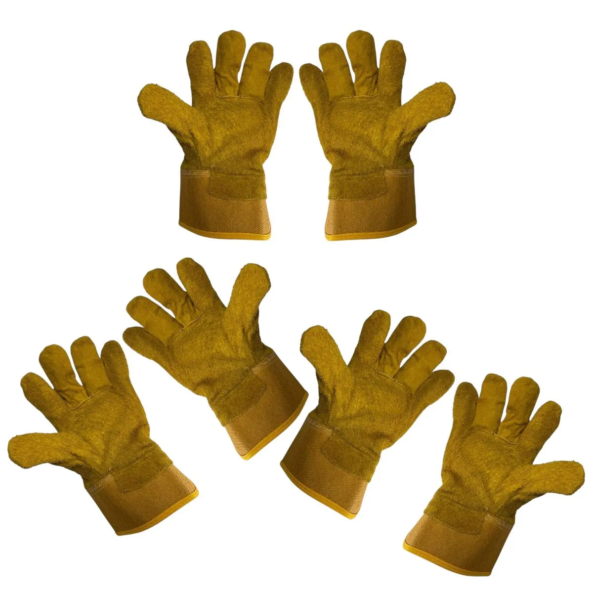 3 Pairs Yellow Suede Protection Work Gloves