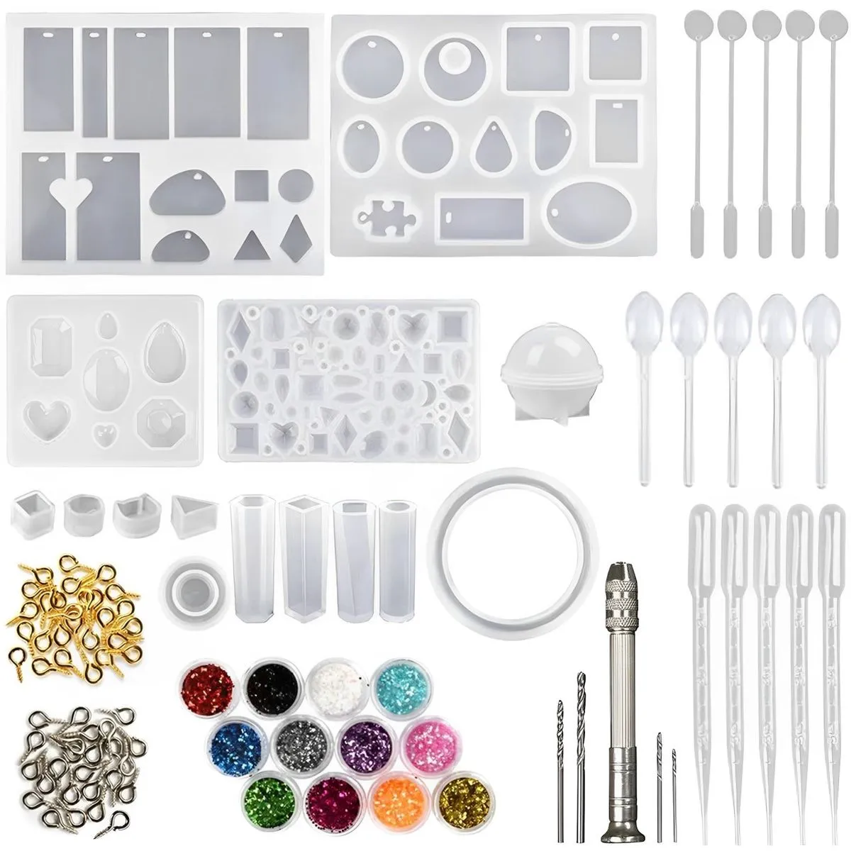 141Pcs Resin Silicone Mold Set DIY Jewelry Making Supply Kit Resin Crafts