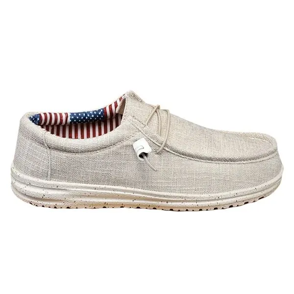 Men's Beige Canvas Loafers