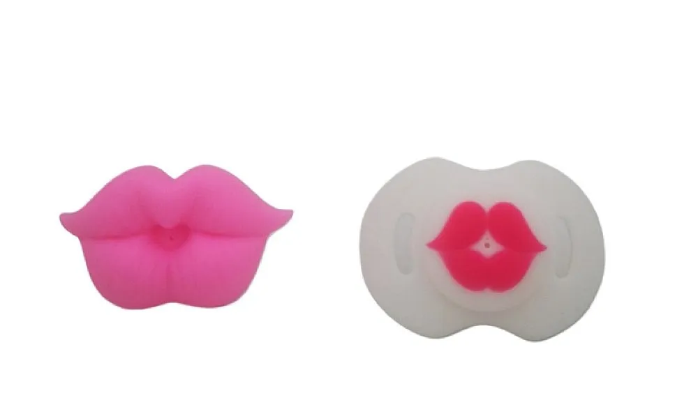 Funny Dummy Pacifiers For Babies - 2 Pack Silicone Lips Design - Pinks