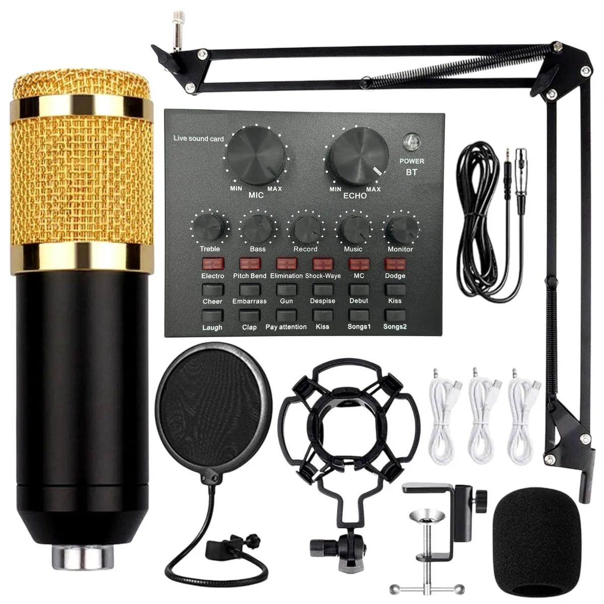 11 Piece All In One DJ Mixer & Studio Broadcast Microphone Set