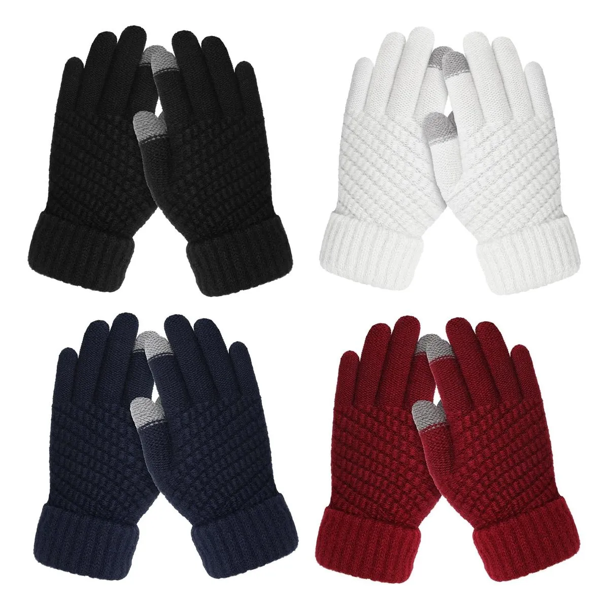 Warm Knit Winter Gloves, Soft Universal Mittens for Men Women All Ages - Black
