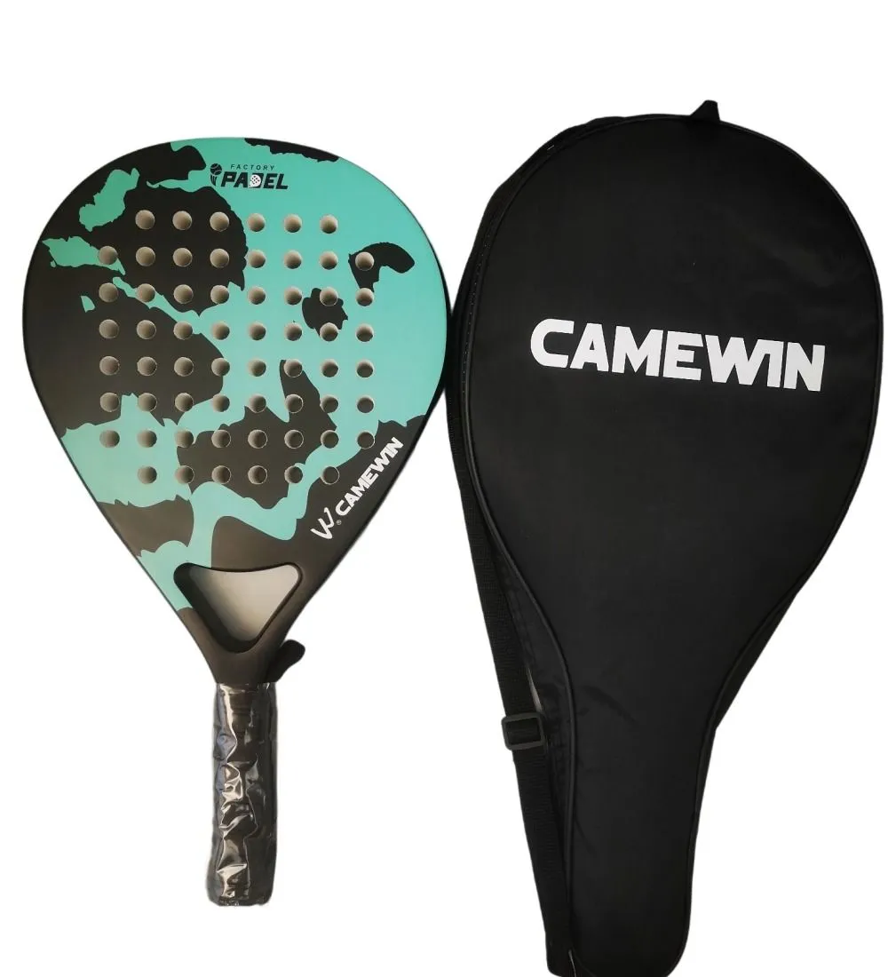 Carbon Fibre Padel Racket / Bat - Island Design & Padded Carry Bag - Blue