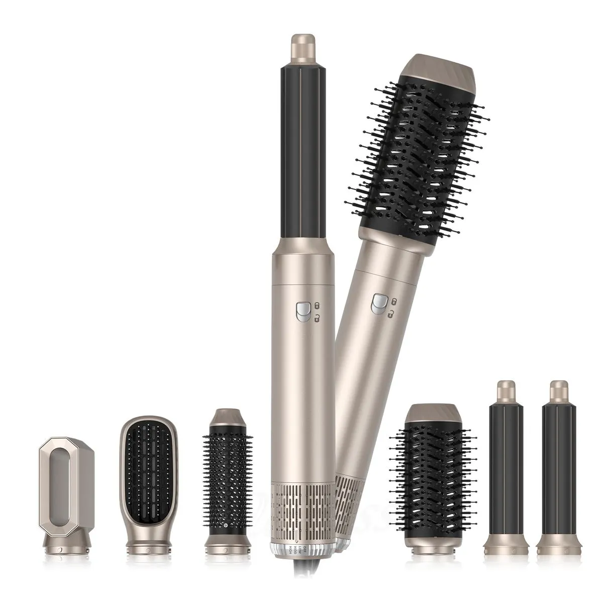 IPSTYLE 6-in-1 Hot Air Comb Set Curling Iron Hair Straightener Care