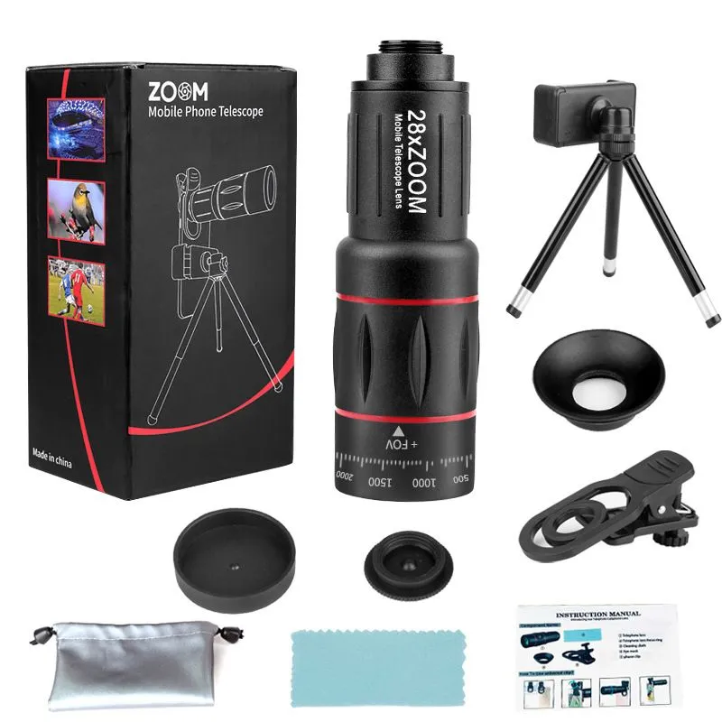 High-Performance 28x Mobile Phone External Telephoto Lens Monocular
