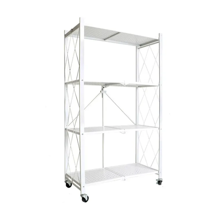JG20375387 Portable 4-Layer Foldable Utility Shelf with Lockable Casters