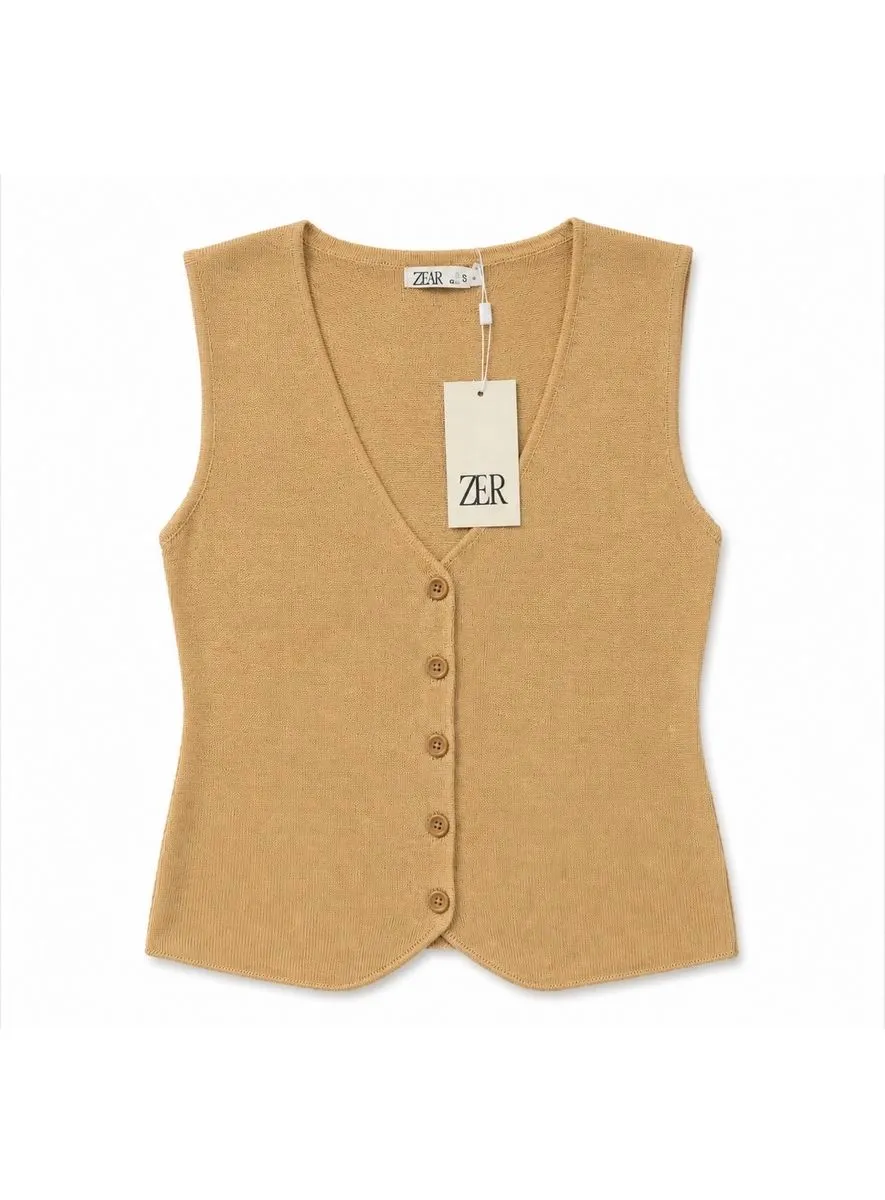 Ladies Pull over Jersey - (S-M) - Brown