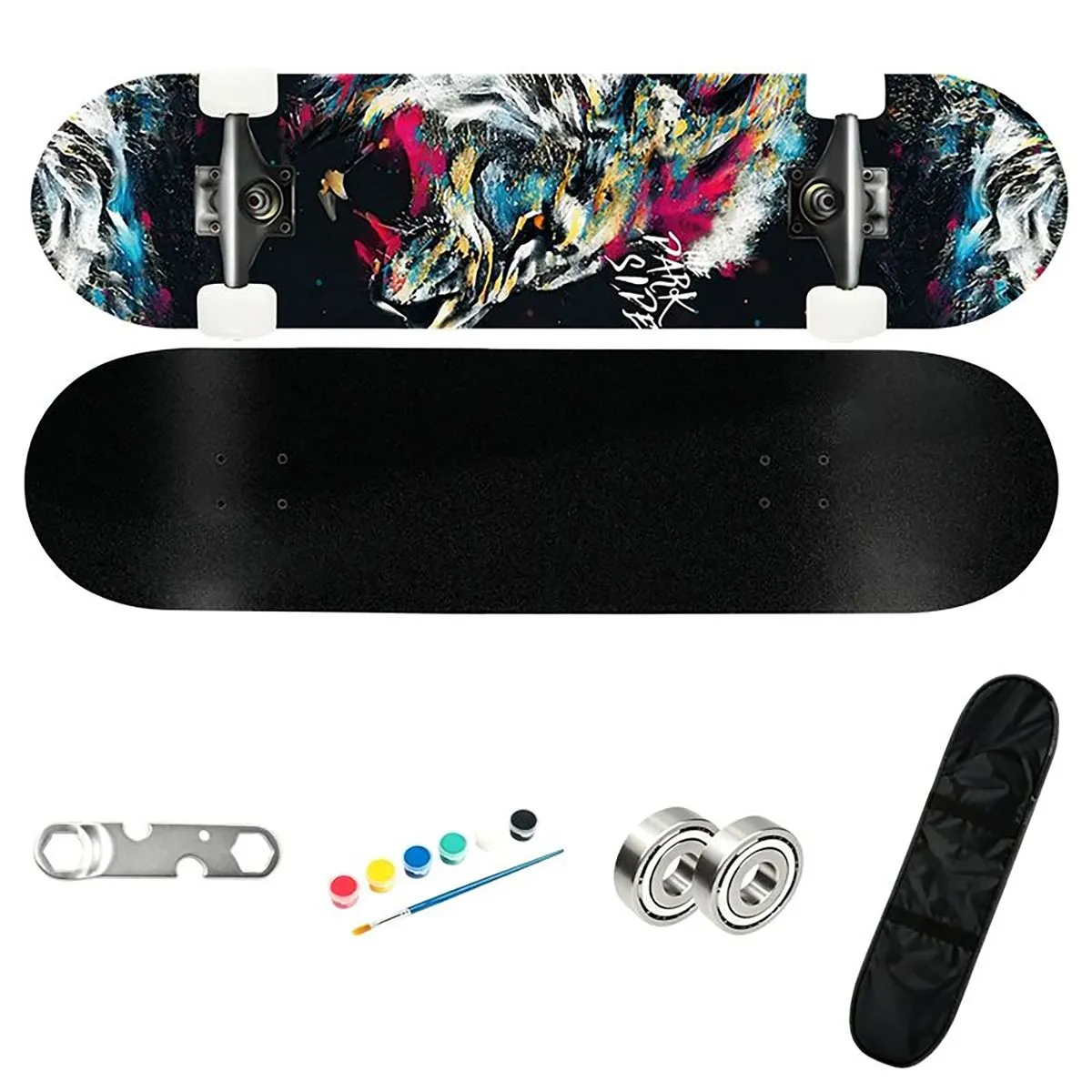 Art Print Maple Skateboard Complete Set with Bag for Beginner Skaters