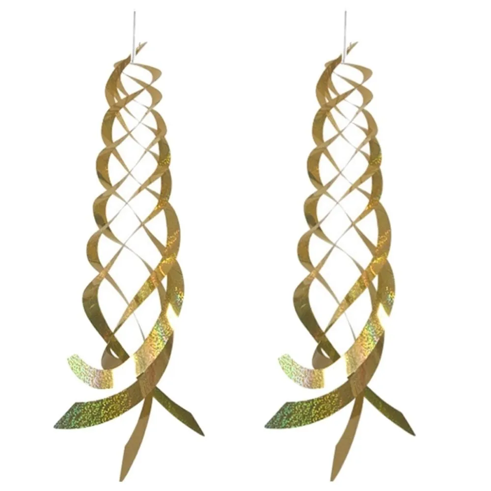 Garden Pest Control Hanging Reflective Bird Repeller Spiral Set Of 2 (45cm) - Gold