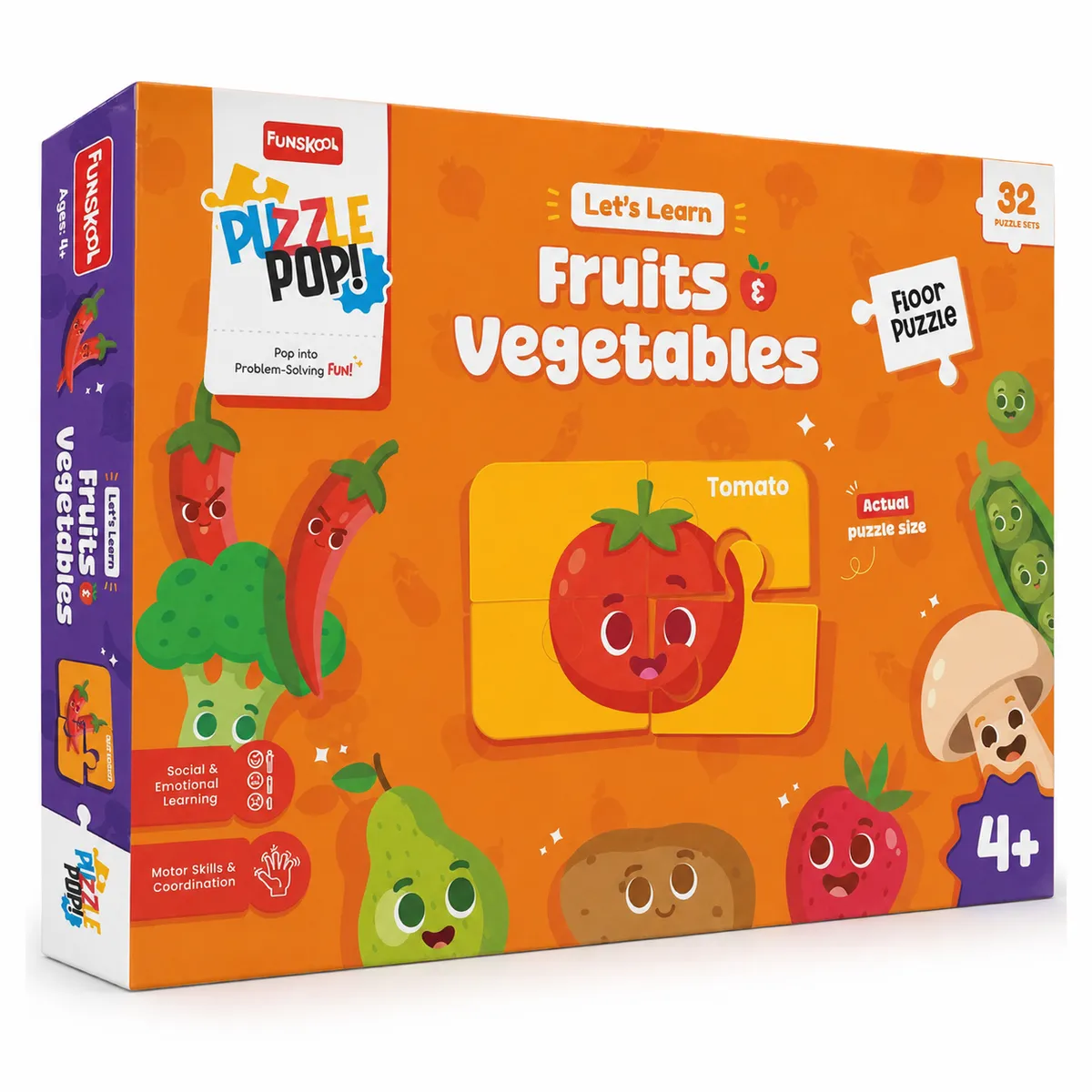 Funskool Let's Learn Fruits & Vegetables Puzzle 32 Piece Educational Puzzle