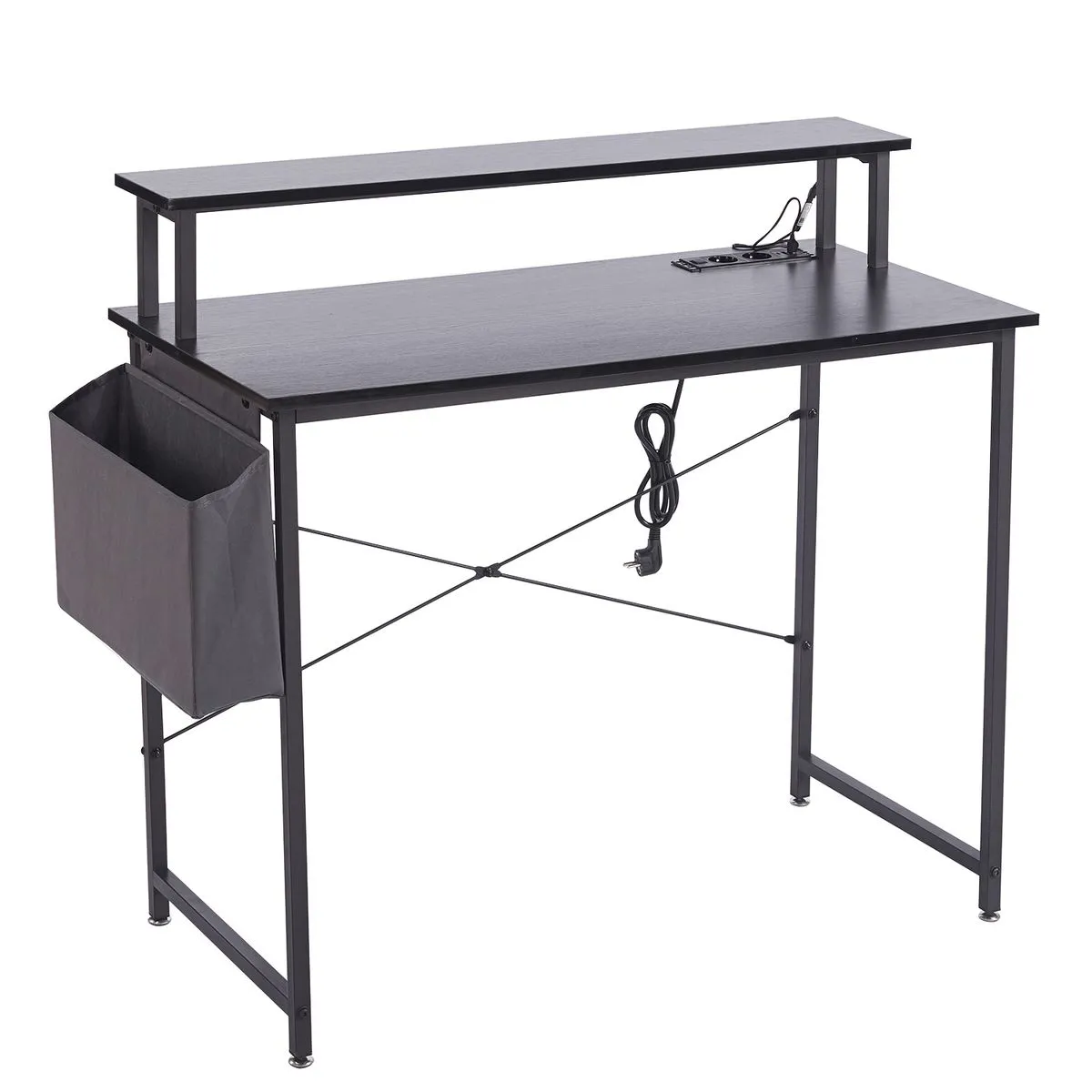 Computer Desk LED Study Table Power Outlets USB C Office Gaming Workstation