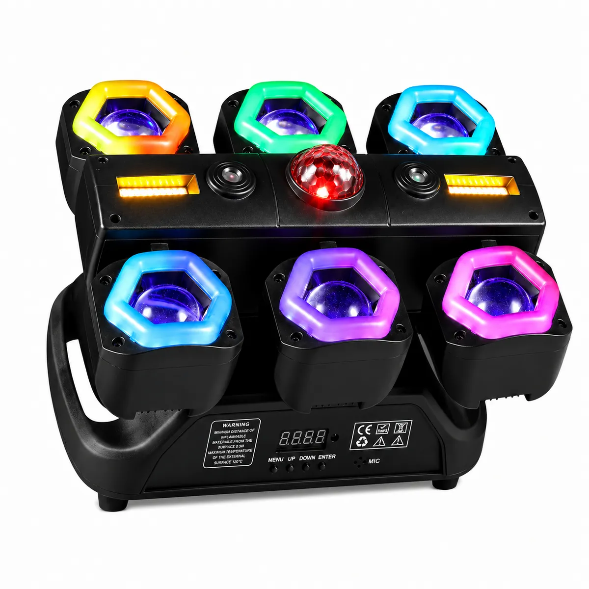 6-Head RGB LED Moving Beam Stage Light with Strobe Effect