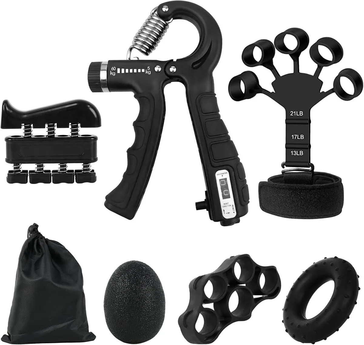 5PCS Grip Strengthener Set Adjustable Resistance Hand Trainer