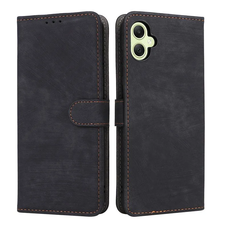 Flip Cases Compatible With Samsung Galaxy A07 Shockproof Leather Cover - Black