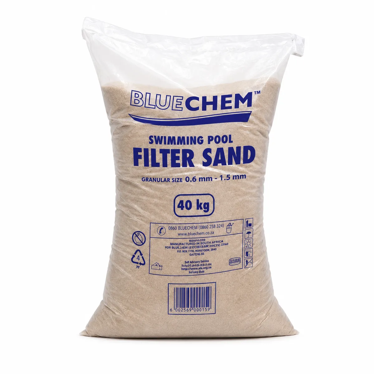 Bluechem Filter Sand 40kg - Premium Silica Sand for Swimming Pool Sand.