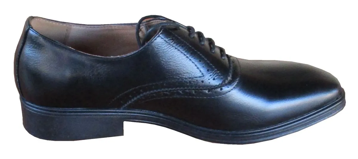 Men's Black PU Oxford Dress Shoes - Lace-Up, Brogue, Formal Wear
