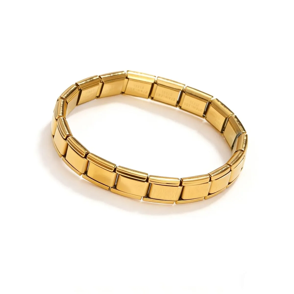 Charm Bracelets for Women Shiny Interlocking Stainless Steel Modular Links - Gold