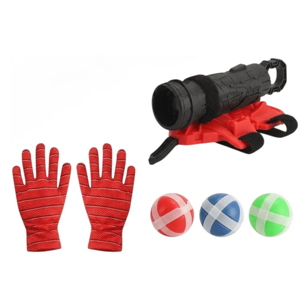 6 Piece - Interactive Wrist Ball Shooter Toy Set - Red & Black