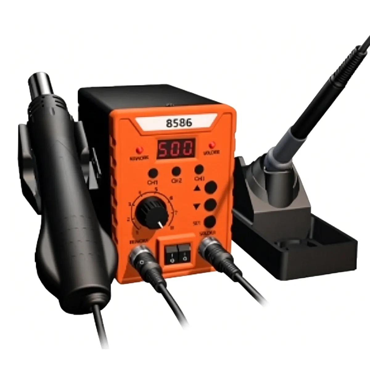 2-in-1 Hot Air Rework Station & Soldering Iron, Digital SMD Repair Kit
