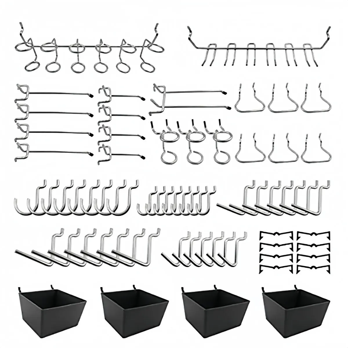 Pegboard Hooks Assortment with Pegboard Bins Peg Locks Metal Hanging Hook