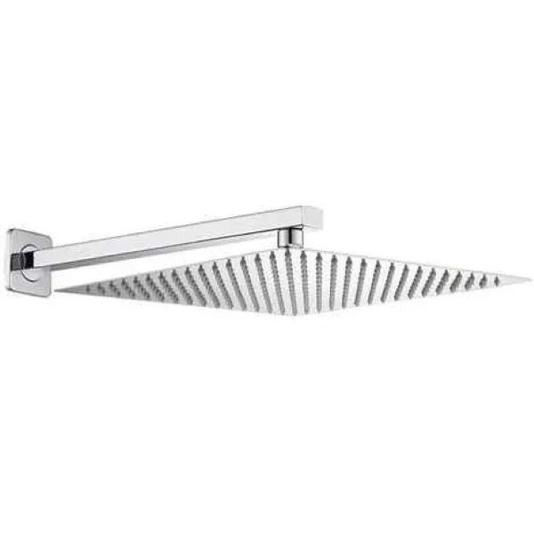 Square S. Steel 20cm Shower Head & 40cm Arm Set