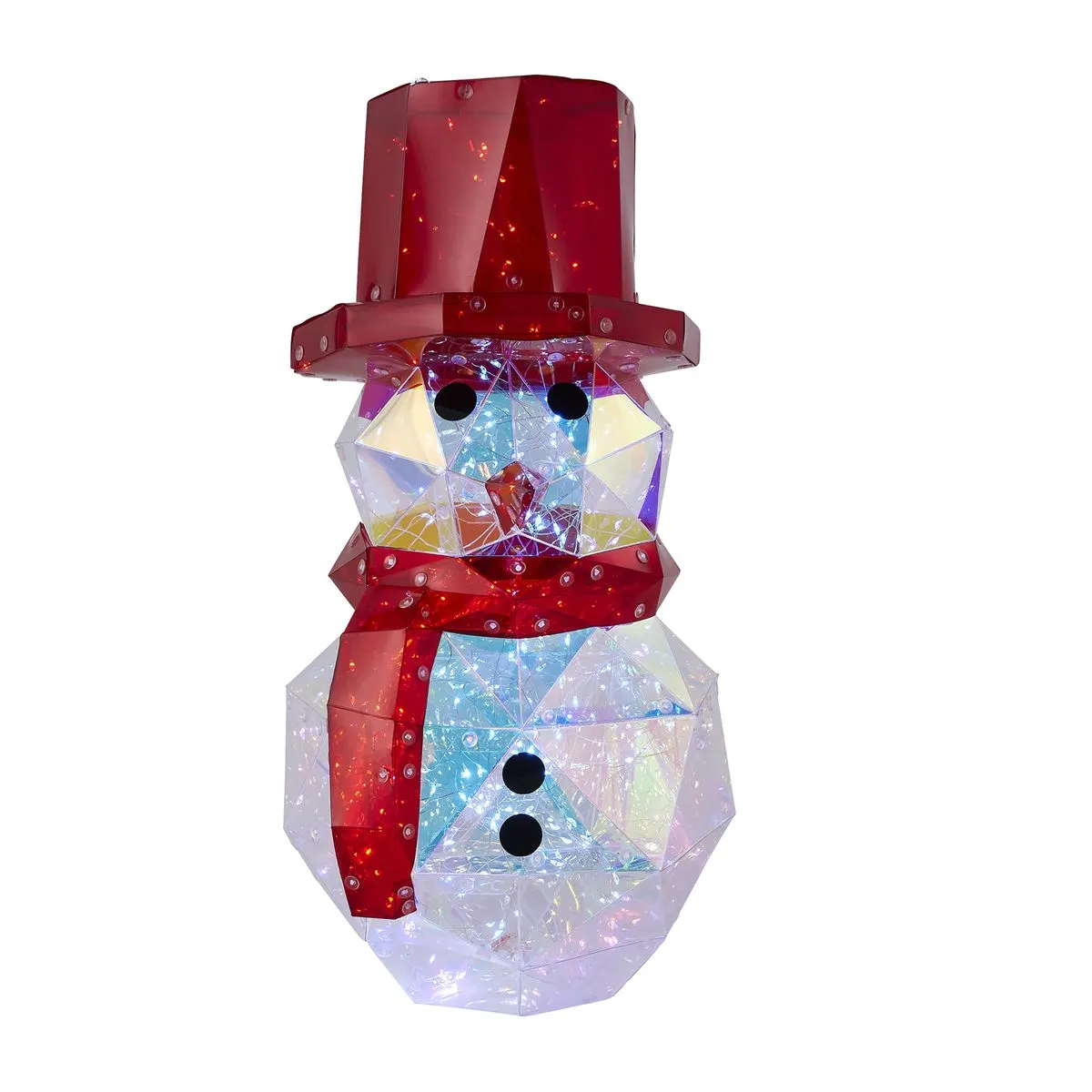 LED Snowman Decoration, Prismatic Iridescent, USB-Powered, 16-inch